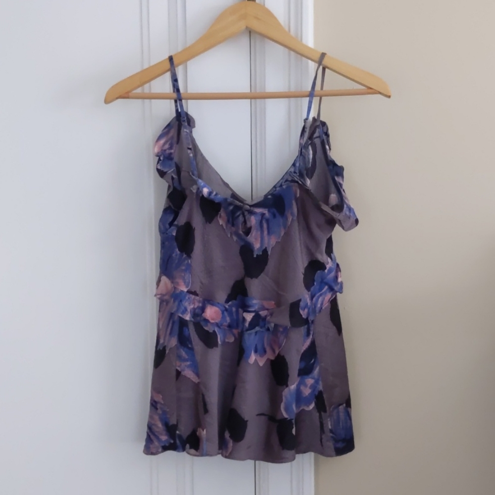 SOLD REBECCA TAYLOR silk ruffle front cami top